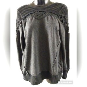 Maurices Black and Gray Cut Out Chest and Shoulder Long Sleeve Top